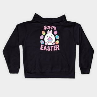 Happy Easter Day Cute Easter bunny holding an egg Kids Hoodie